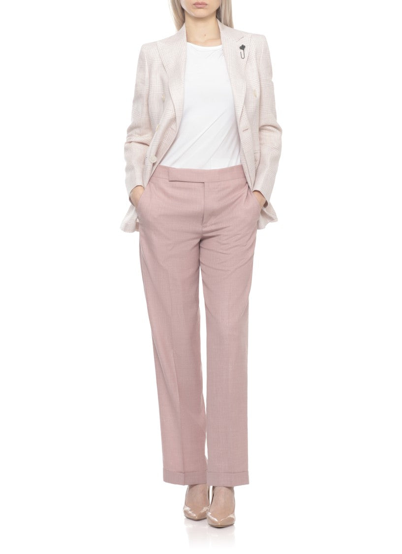 Lardini White Prince Of Wales Linen-Wool Blazer
