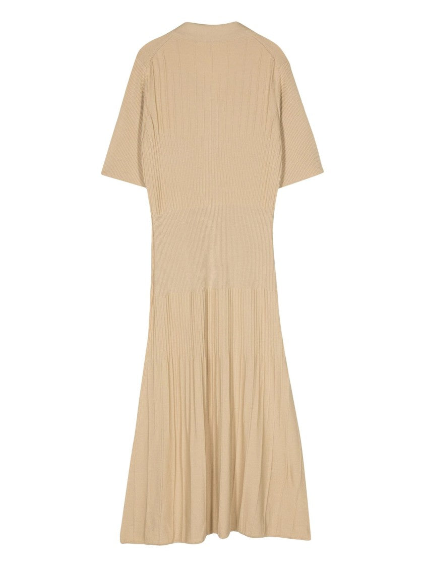 Joseph Beige Fine Rib Merino Wool Maxi Dress