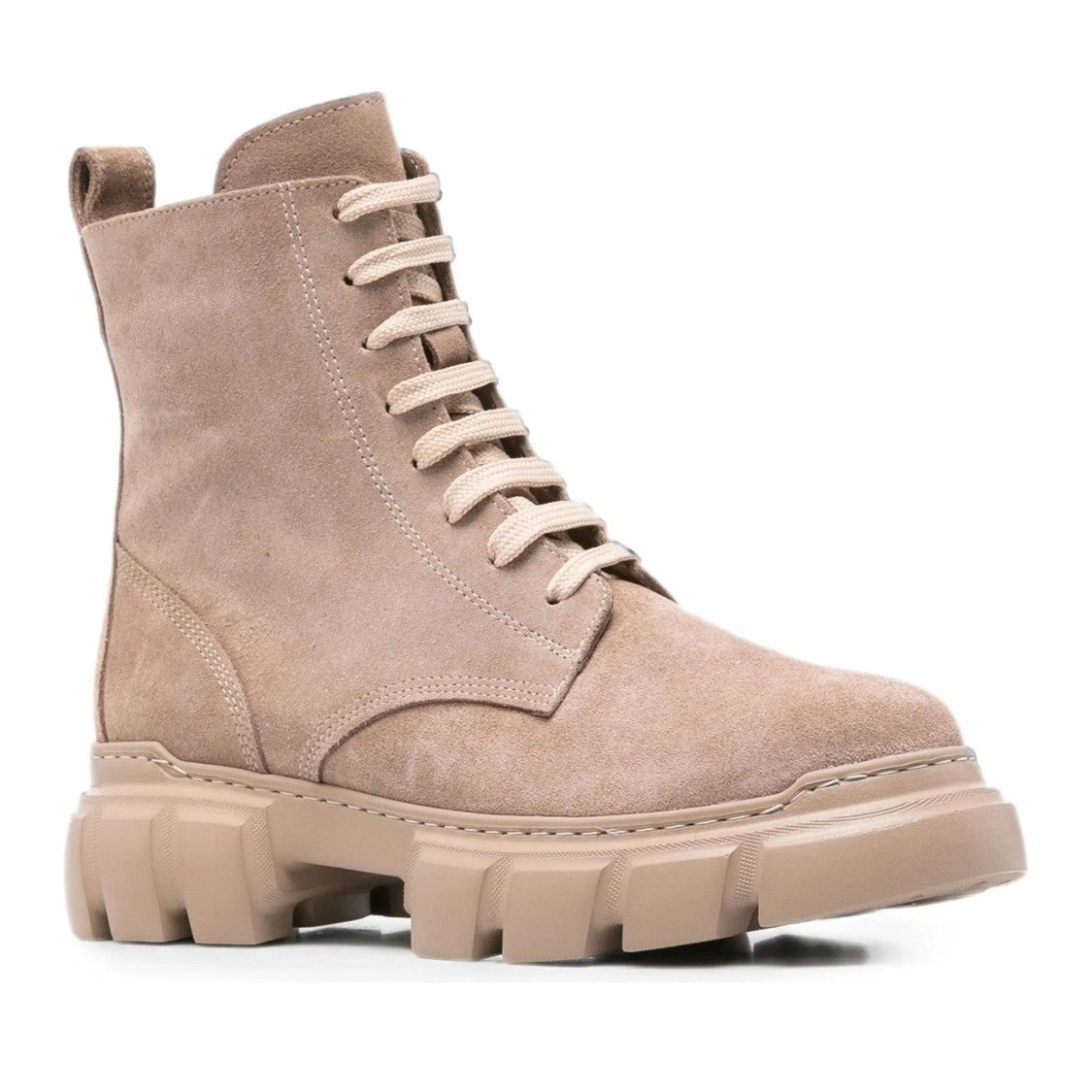 Sergio Moretti Beige Suede Lace-Up Ridged Sole Boots