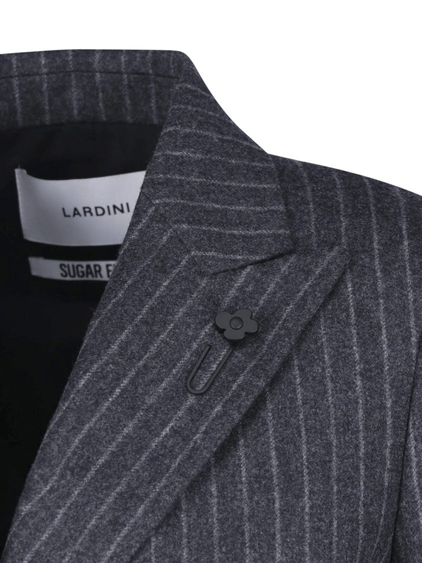 Lardini Grey Wool Pinstripe Double-Breasted Blazer
