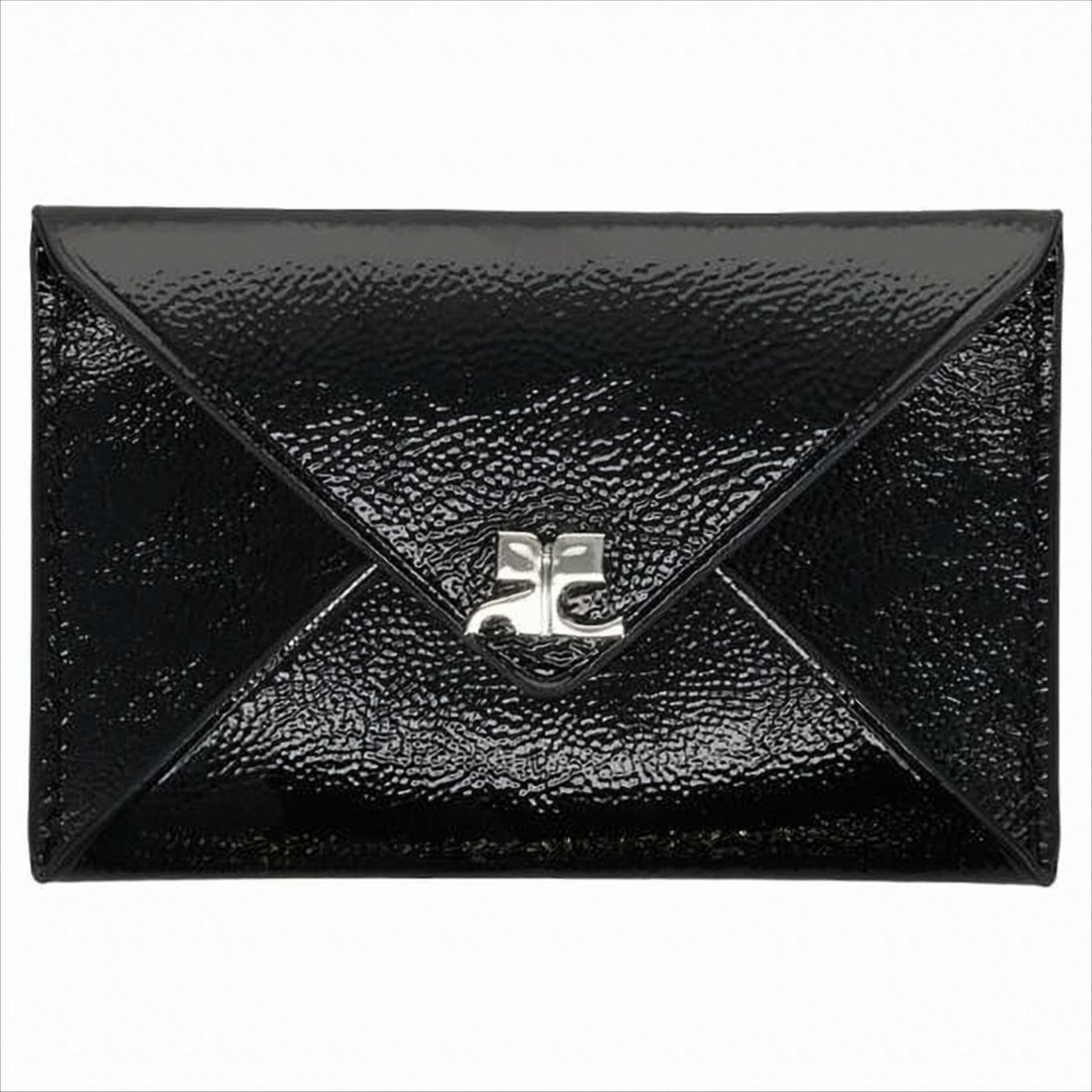 Courrèges Envelope-Style Textured Leather Wallet With Silver-Tone Clasp