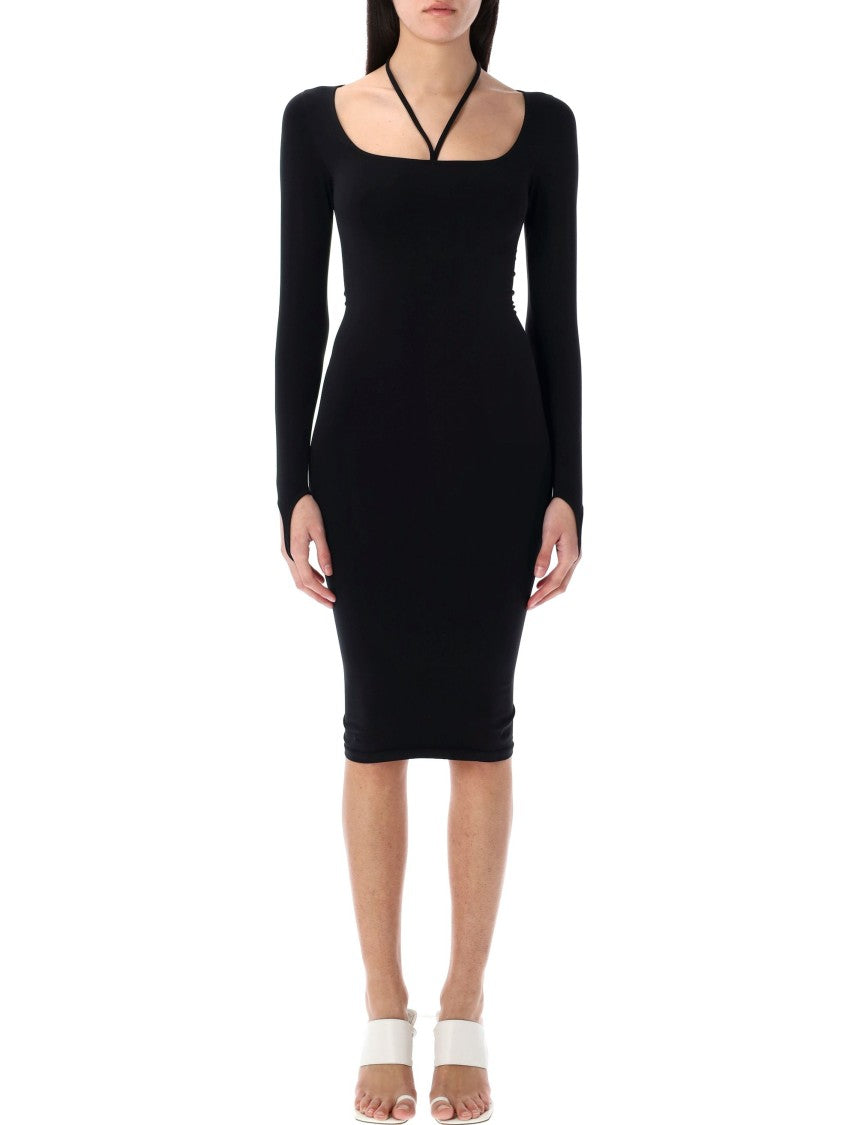 Andreâdamo Sculpting Jersey Midi Dress With Square Neckline