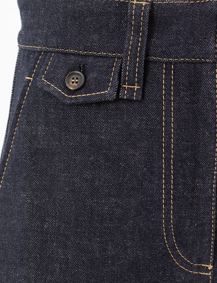 Brunello Cucinelli Cropped Blue Trousers With Pocket Flaps