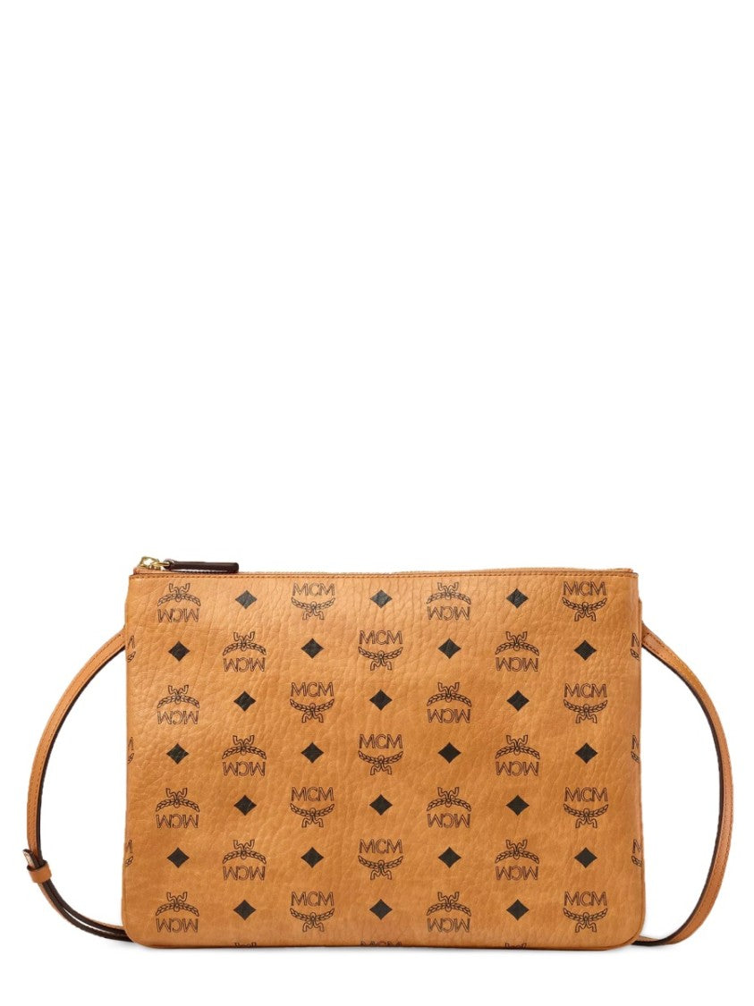 Mcm Rectangular Crossbody Pouch With Logo Pattern