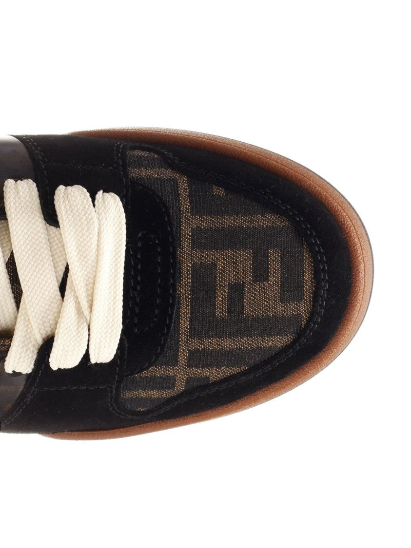 Fendi Brown Low-Profile Monogram Suede Sneakers