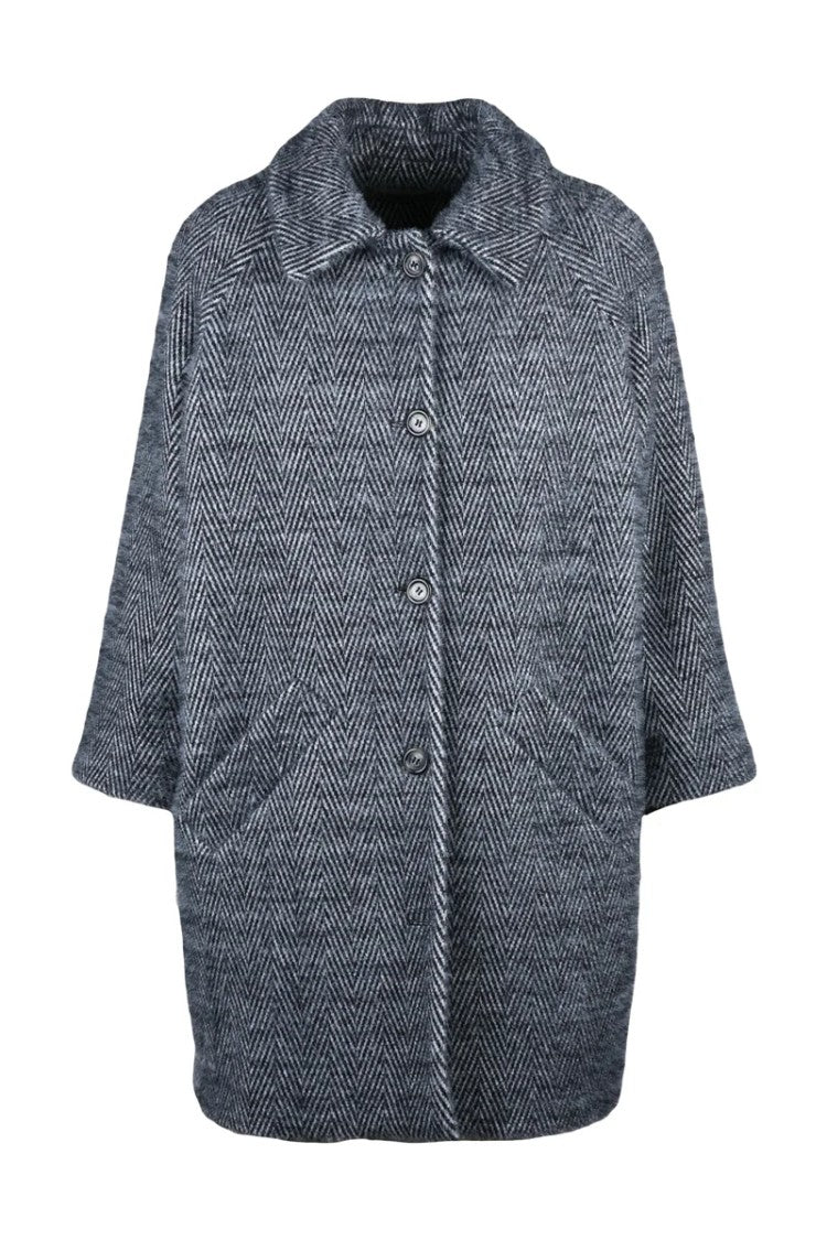 Guttha Raglan Wool Blend Coat - Grey/Black