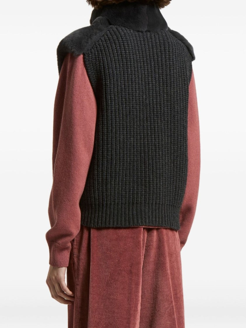 Peserico Textured Gray Sweater With Wool