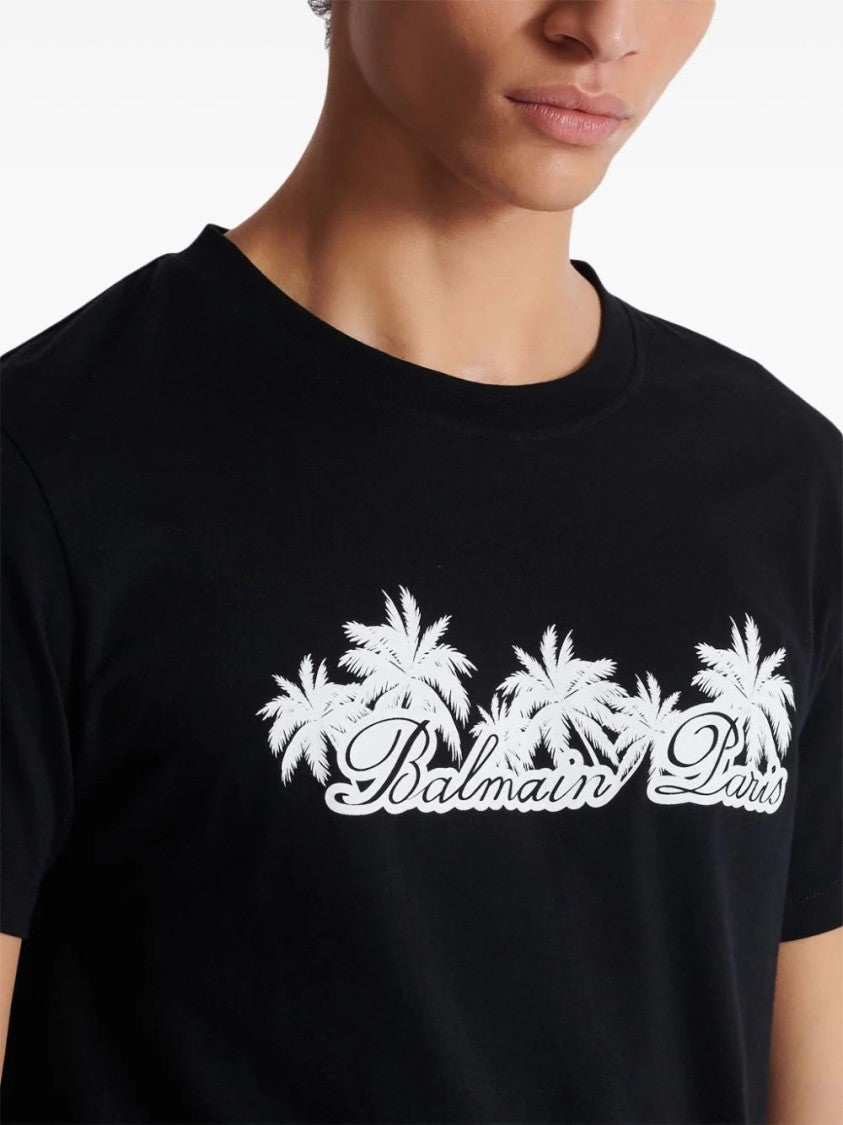 Balmain Palm-Print Cotton T-Shirt