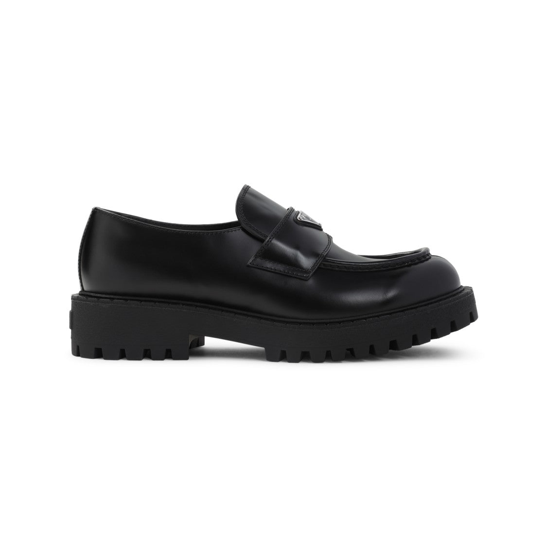 Prada Polished Calf Leather Loafers With Rubber Sole