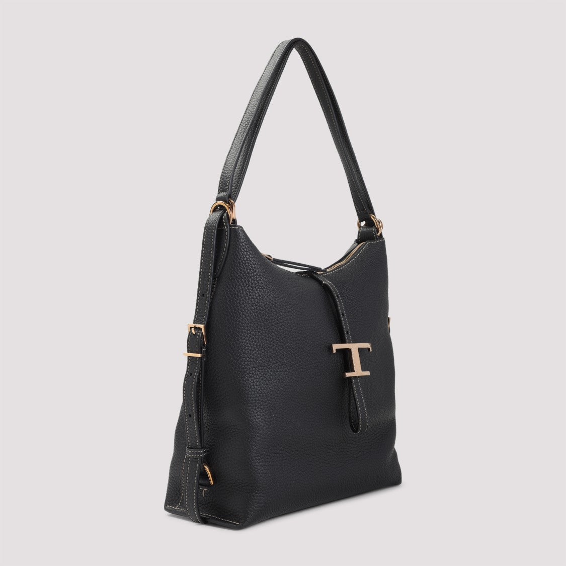 Tod's Tse Black Grained Leather Shoulder Bag