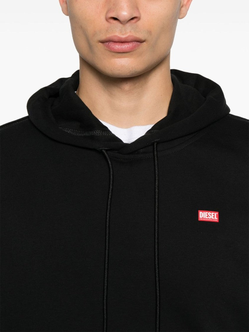 Diesel Hooded Black Sweatshirt With Kangaroo Pocket