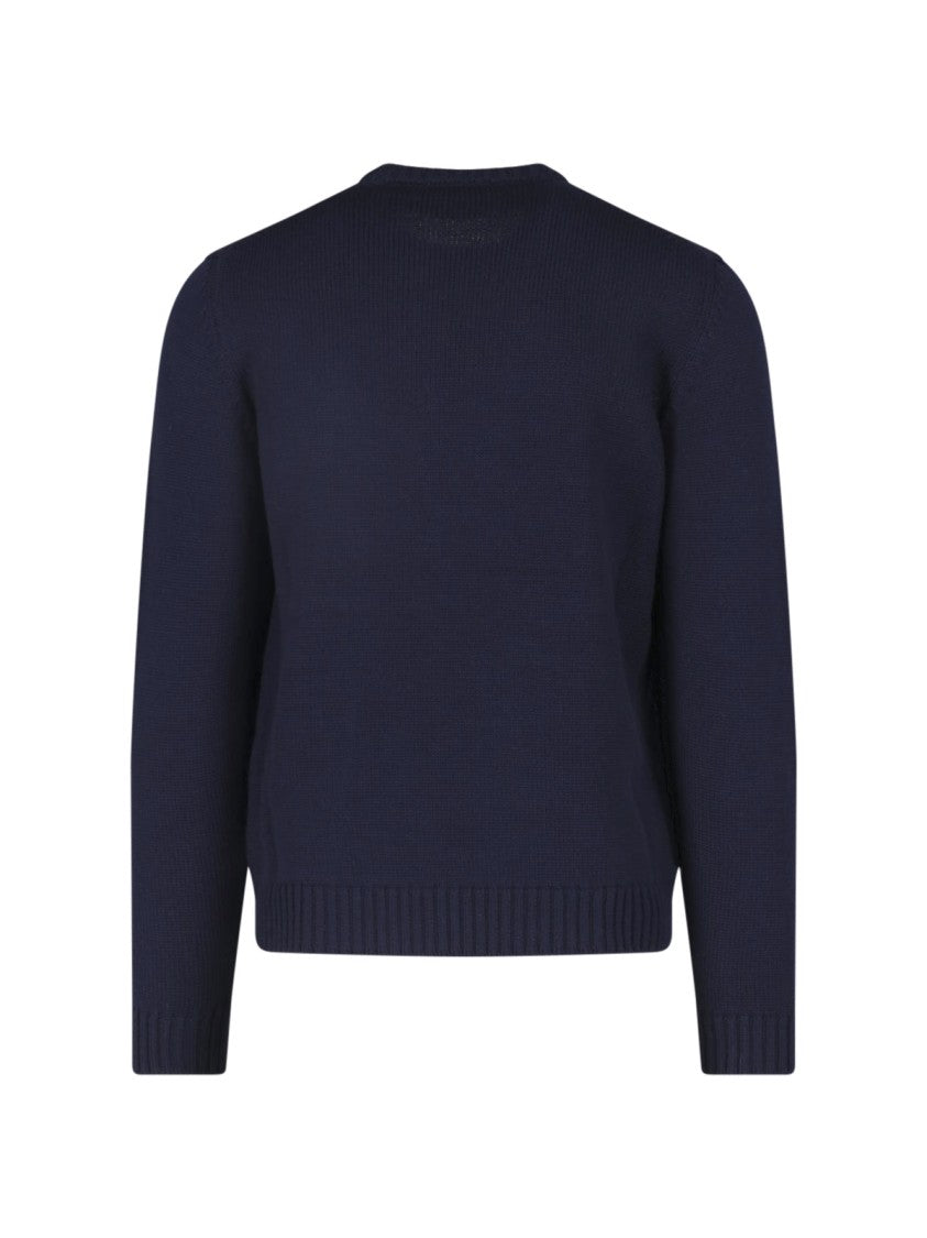 Zanone Blue Virgin Wool Ribbed Crewneck Sweater