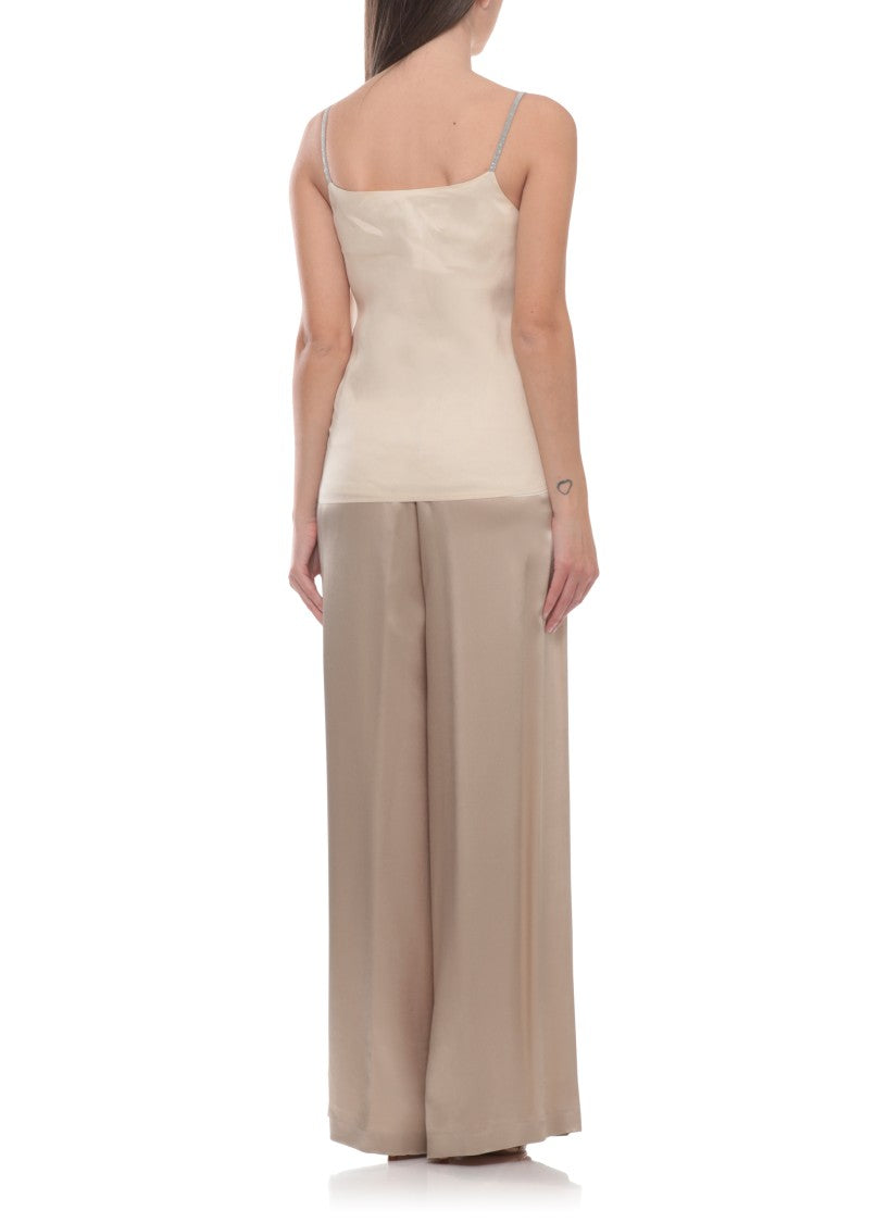 Peserico Aurea Ivory Linen-Blend V-Neck Tank Top