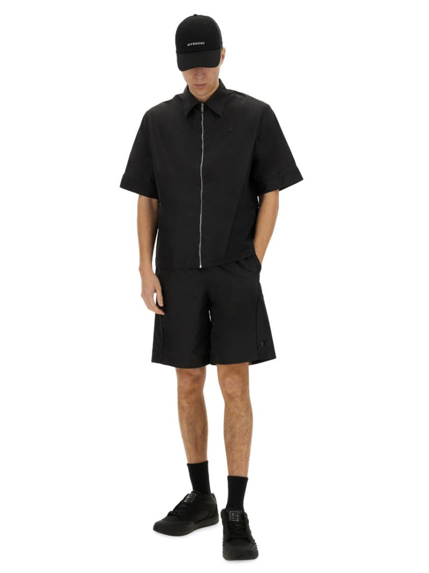 Givenchy Zippered Black Casual Shirt With Classic Collar