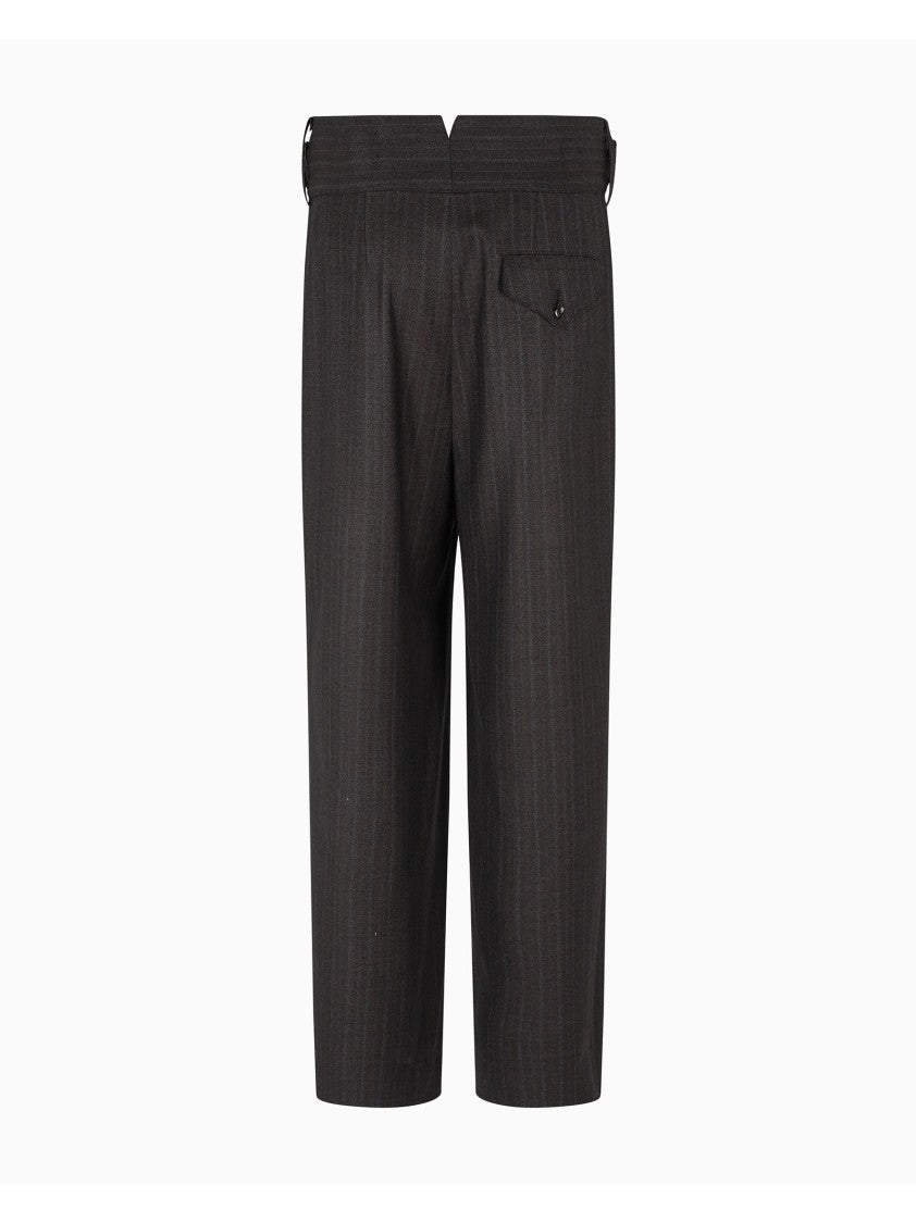 Emporio Armani Tailored Grey Pinstriped Flannel Trousers