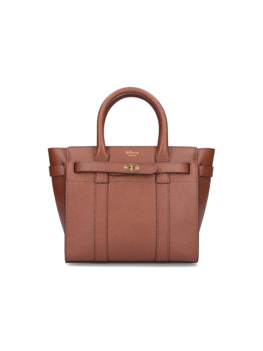Mulberry Brown Zipped Bayswater Hammered Leather Shoulder Bag