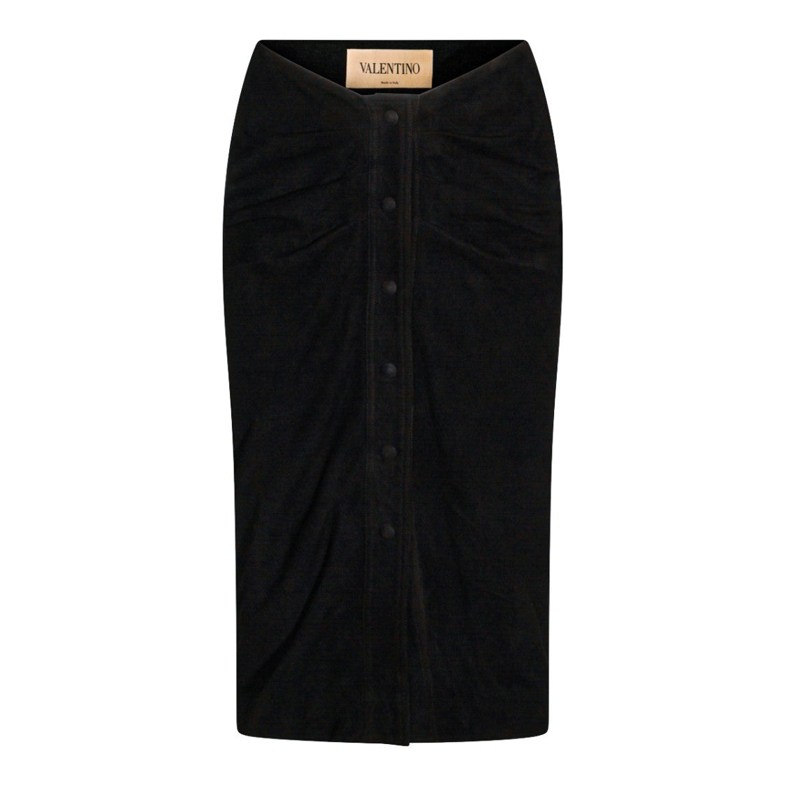 Valentino Black Silk High Waist Midi Skirt