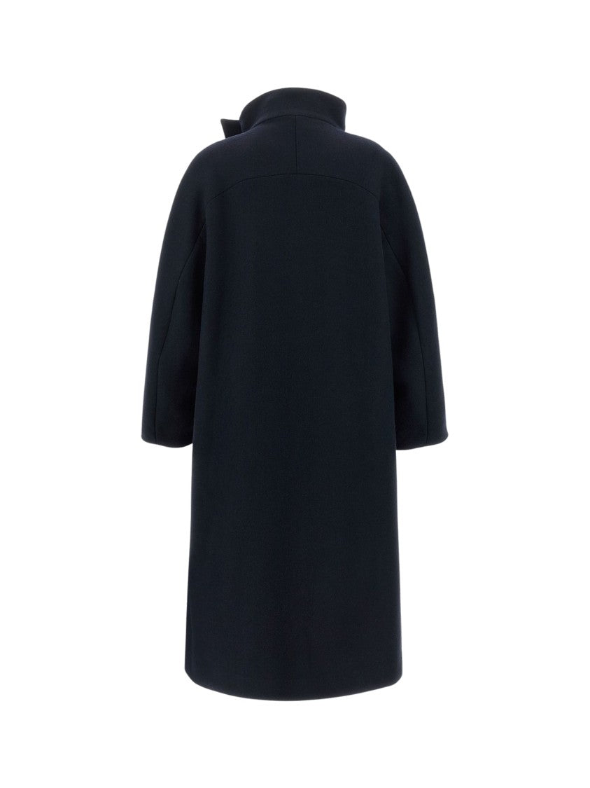 Tela Oversized Cocoon Coat With Asymmetrical High Neck
