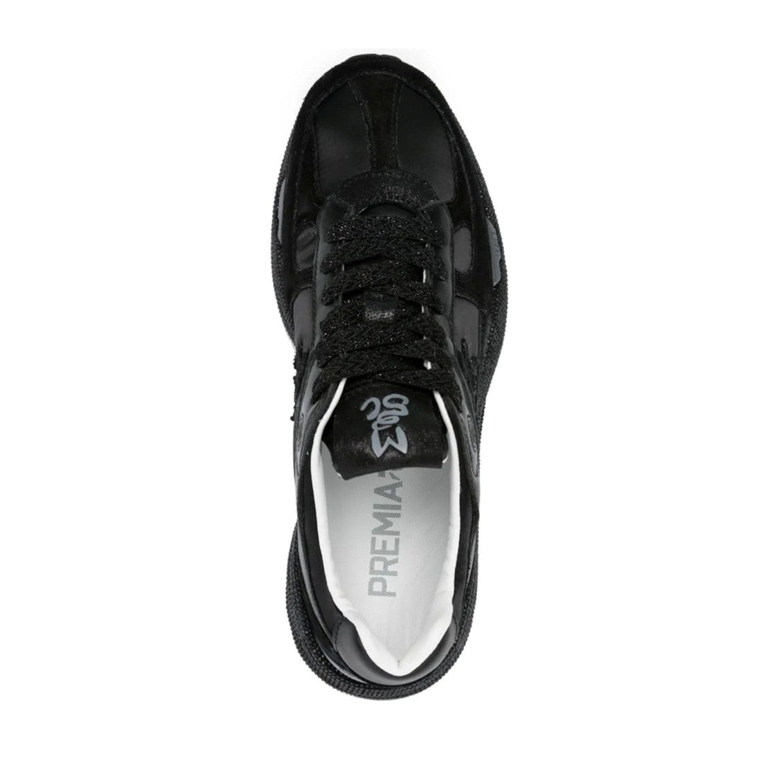 Premiata Black Mased Leather Textured Sole Sneakers