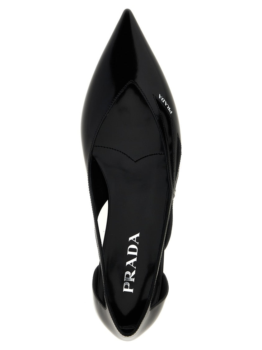 Prada Cut-Out Leather Ballet Flats