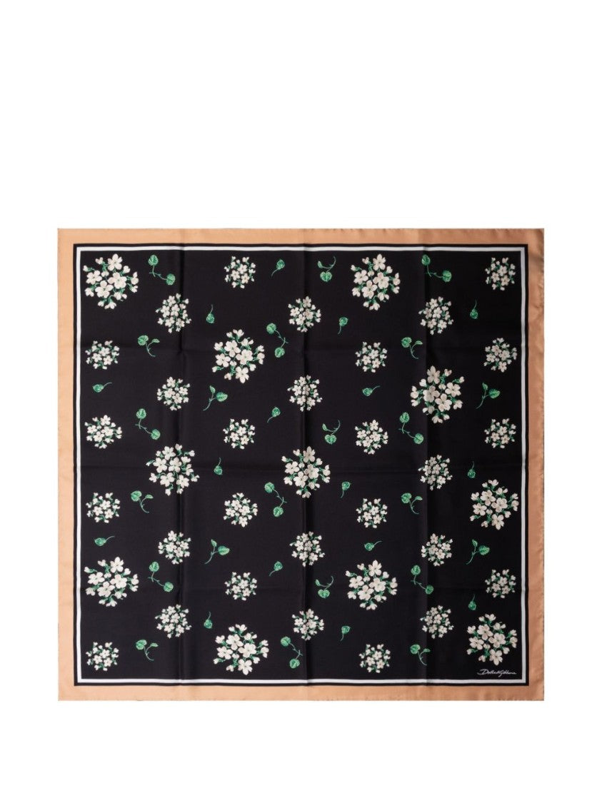 Dolce & Gabbana Rectangular Floral-Print Silk Scarf