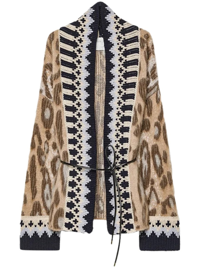 Forte Forte The Brit Leopard Jacquard Gauzed Alpaca Cardigan