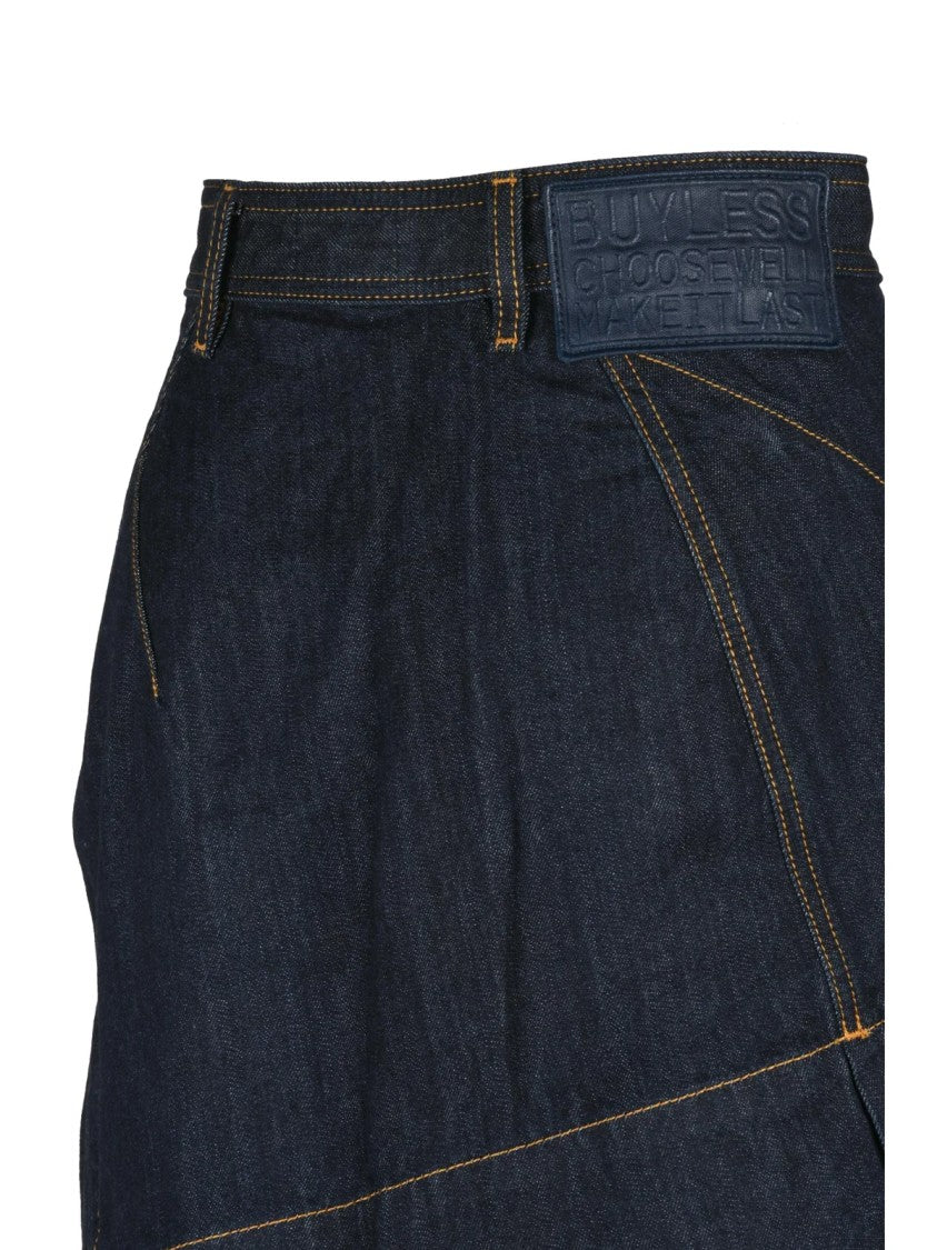 Vivienne Westwood Anglomania Asymmetric Mini Denim Skirt With Unique Zip Closure
