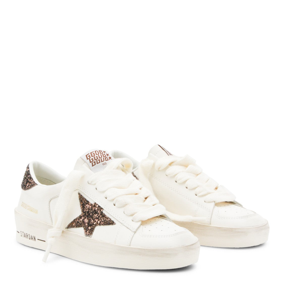 Golden Goose White And Beige Leather Super Star Sneakers