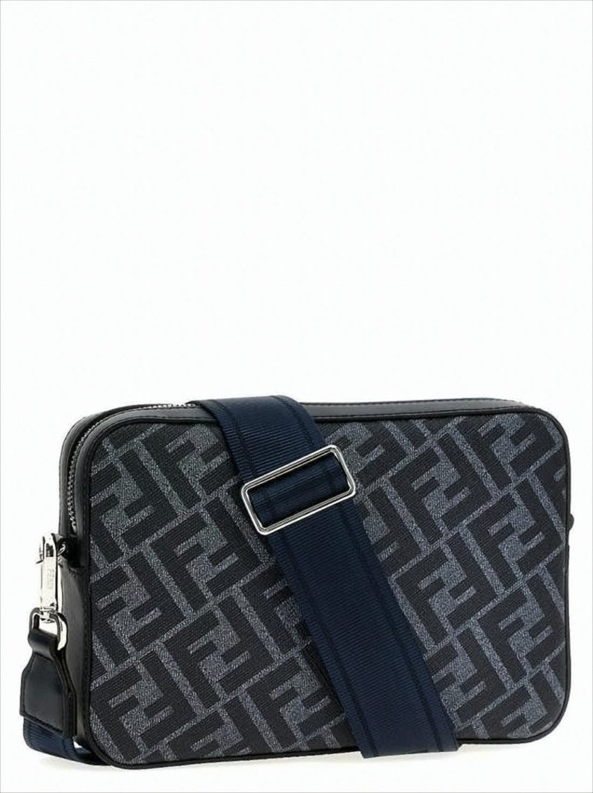 Fendi Sleek Rectangular Crossbody Bag With Geometric Pattern And Adjustable Strap