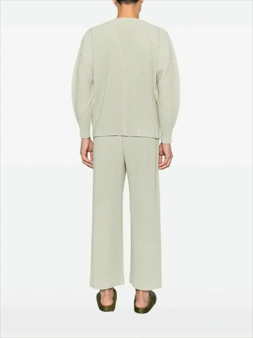 Homme Plissé Issey Miyake Pleated Textured Cardigan With V-Neckline