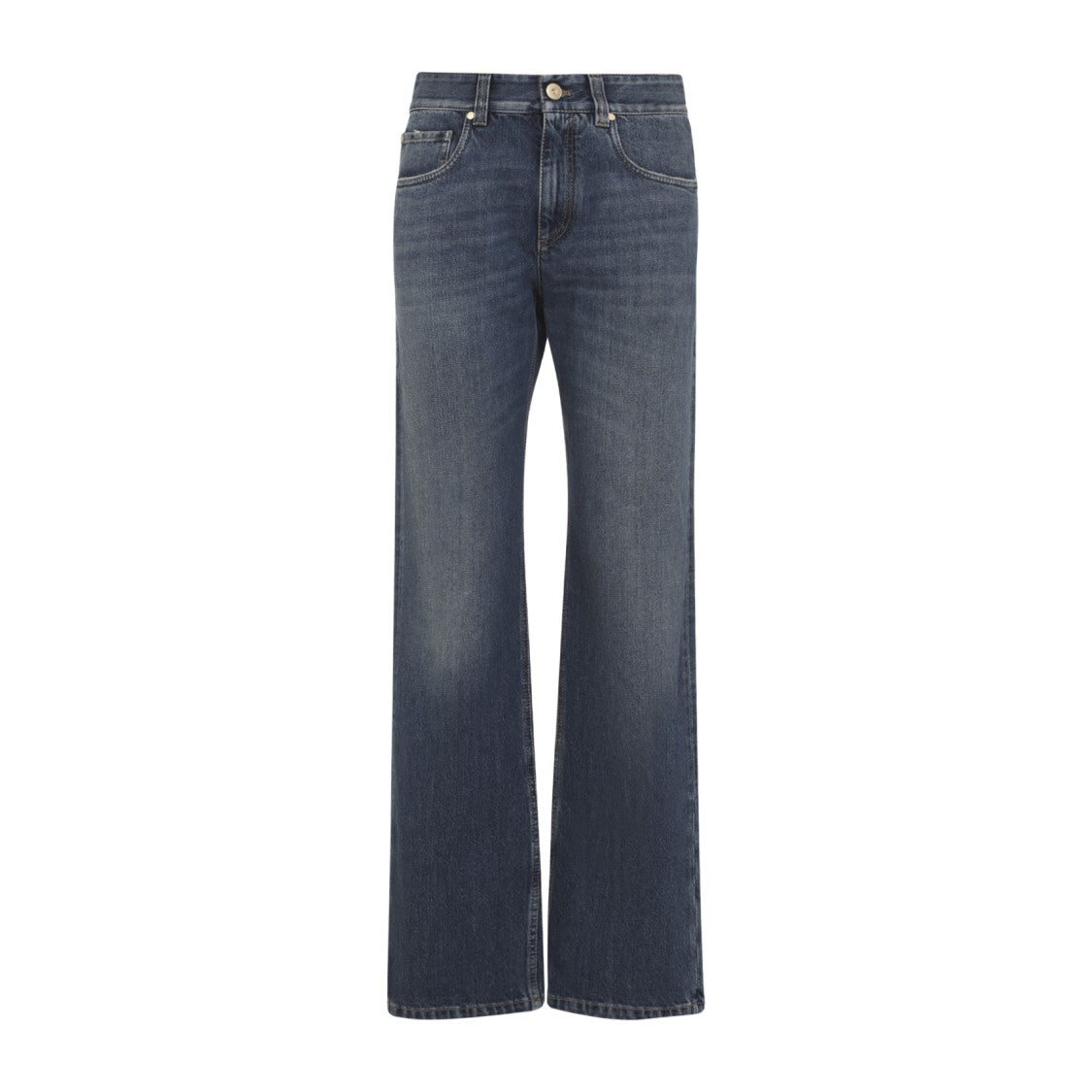 Brunello Cucinelli Medium Blue Cotton Straight-Leg Jeans