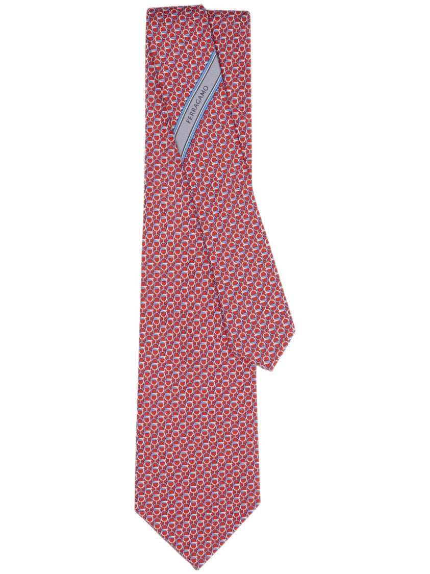 Ferragamo Intricate Geometric Chapeau Tie With Pointed Tip