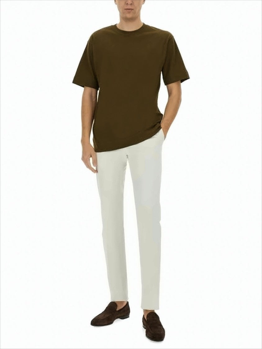Pt Torino Tailored White Straight Pants With Mid-Rise Waist