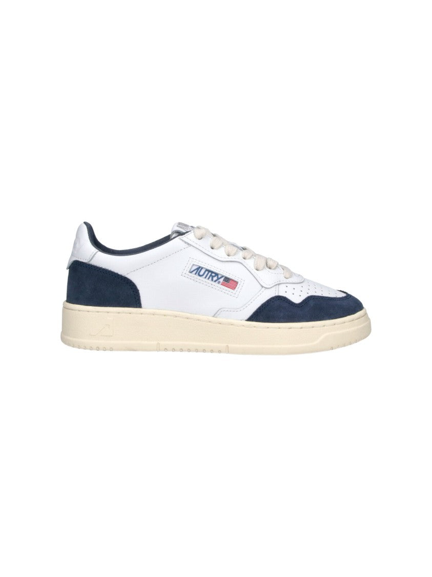 Autry White Medalist Blue Suede Accent Sneakers