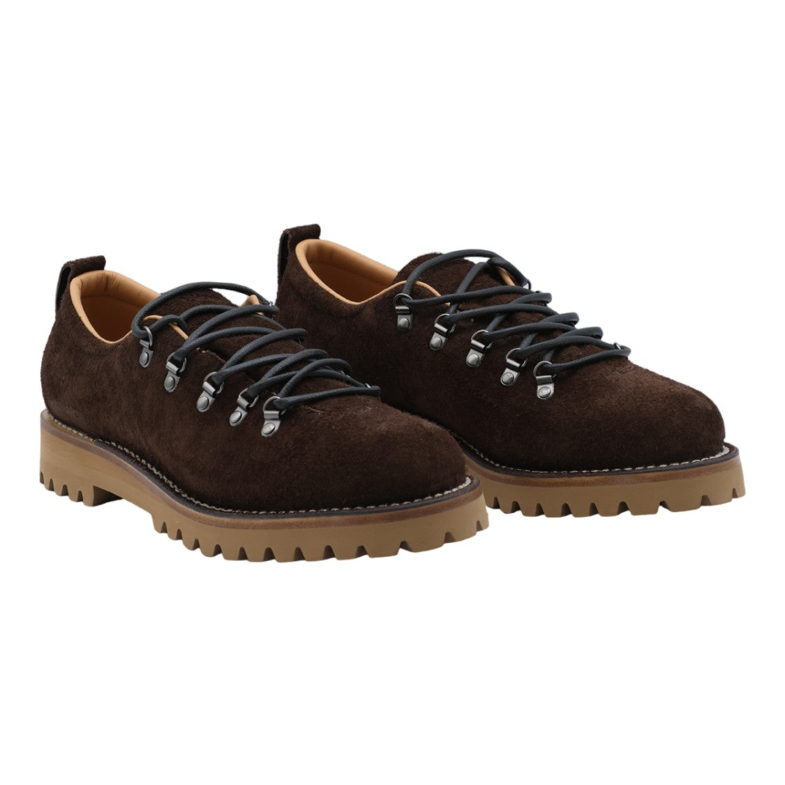 Church's Dark Brown Suede Lace-Up Flat Shoes With Rugged Sole