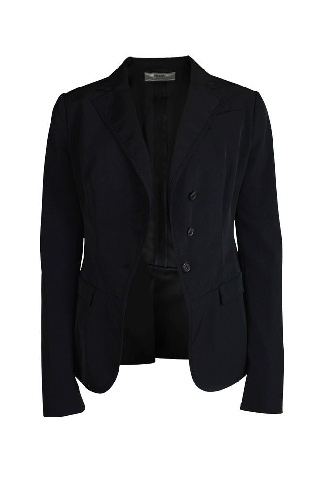Prada Fitted Black Jacket With Button Closure