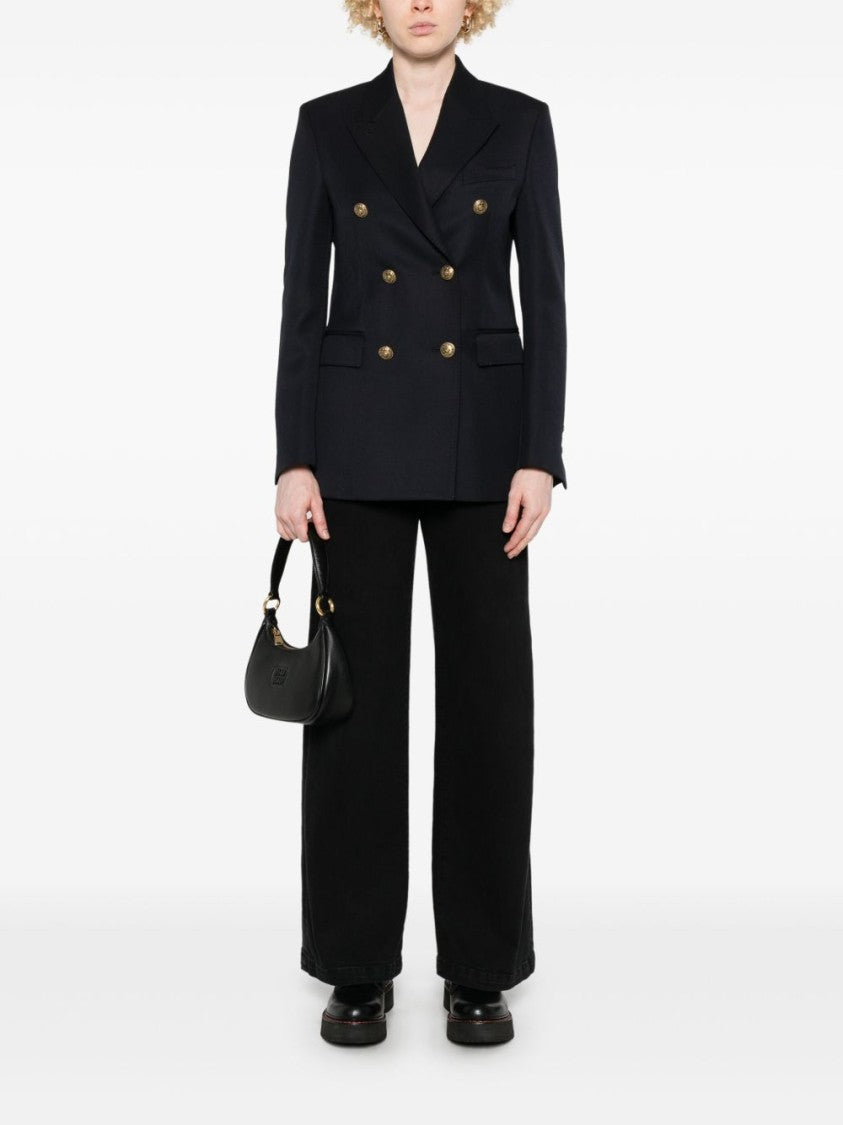 Golden Goose Navy Blue Double-Breasted Jacket With Flap Pockets