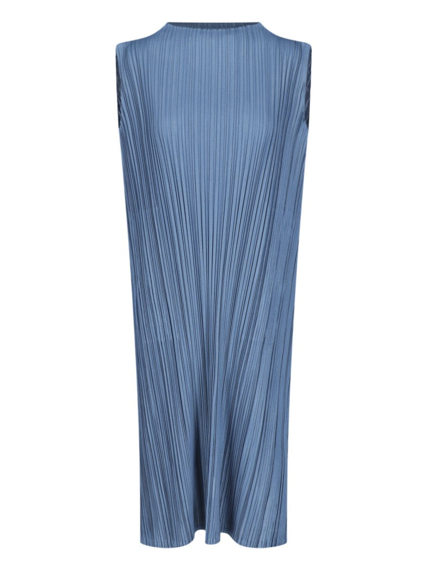Pleats Please Issey Miyake Blue Mellow Pleats Trapeze Midi Dress