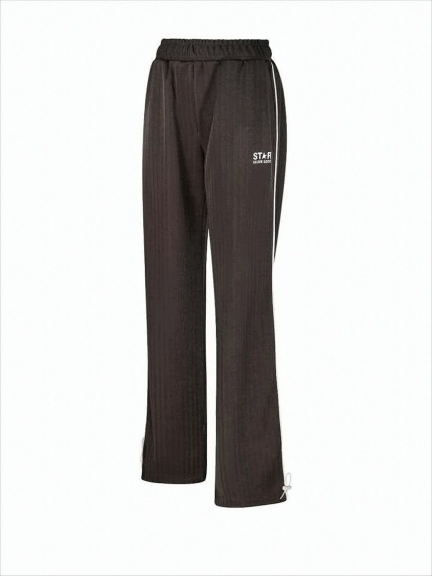 Golden Goose Straight Black Pants With Relaxed Fit And Adjustable Hem