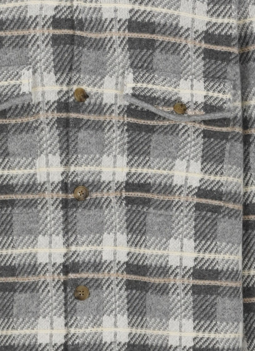 Guest In Residence Grey/White Checkered Pocket Cashmere Casual Shirt