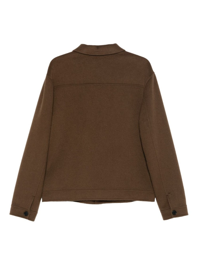 Low Brand Brown Double Wool Jacket With Patch Pockets