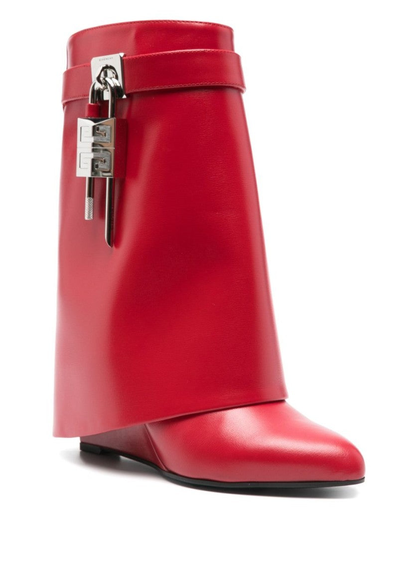 Givenchy Rose Red Folded Edge Wedge Boots