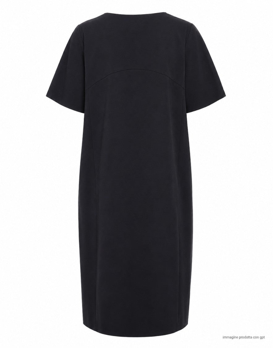 Hira Long Crew Neck Cotton Blend Dress