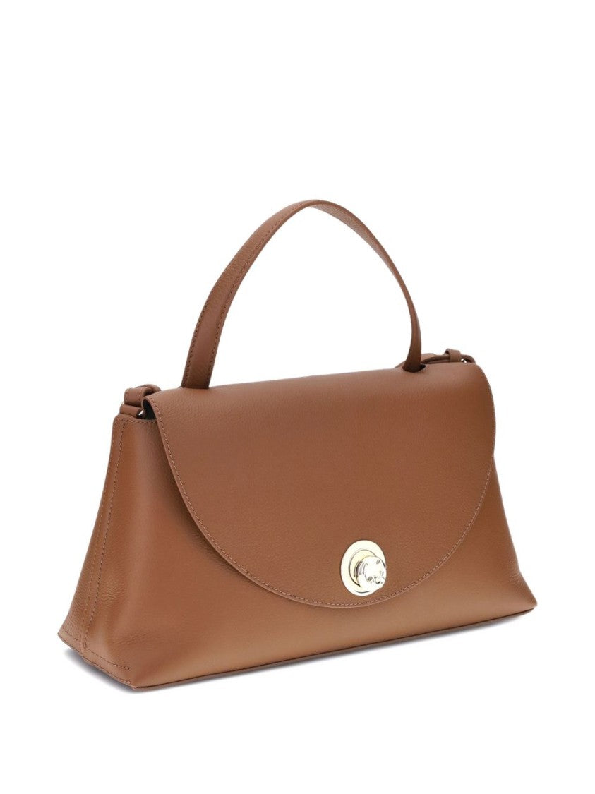 Coccinelle Curved Top Handbag With Circular Detail And Detachable Shoulder Strap
