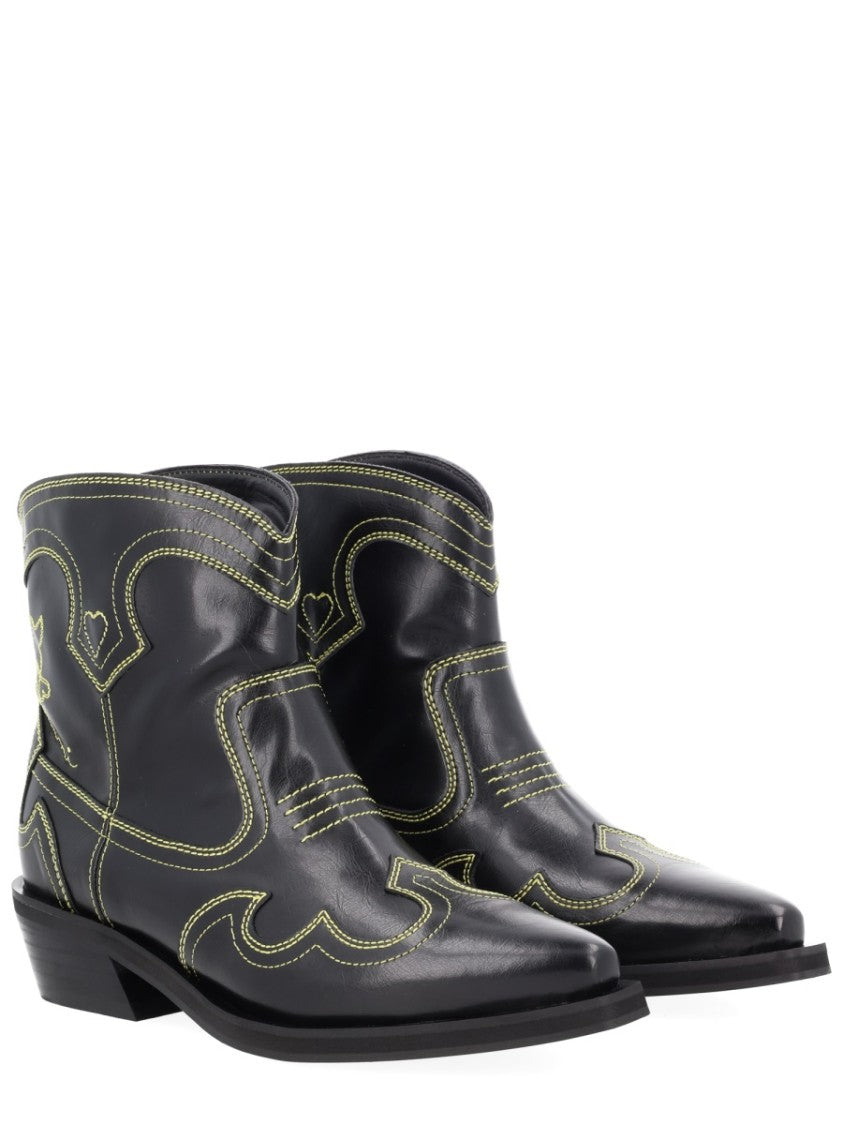 Ganni Low Shaft Polyurethane Western Boots