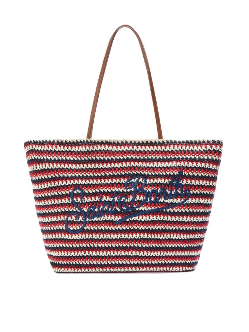 Mc2 Saint Barth Woven Tote Bag With Horizontal Stripes