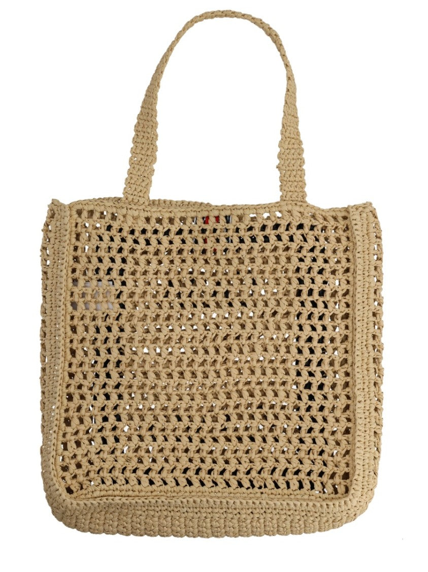 Casablanca Neutrals Airy Crochet Pattern Viscose Tote Bag