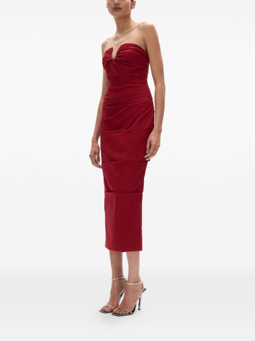 Rachel Gilbert Bordeaux Strapless Dress