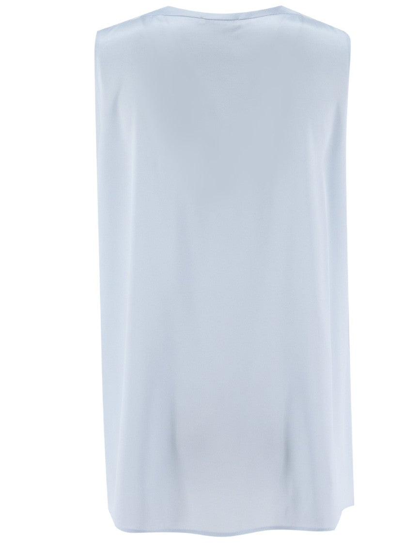 Panicale Crew Neck Silk Top With Luminous Details