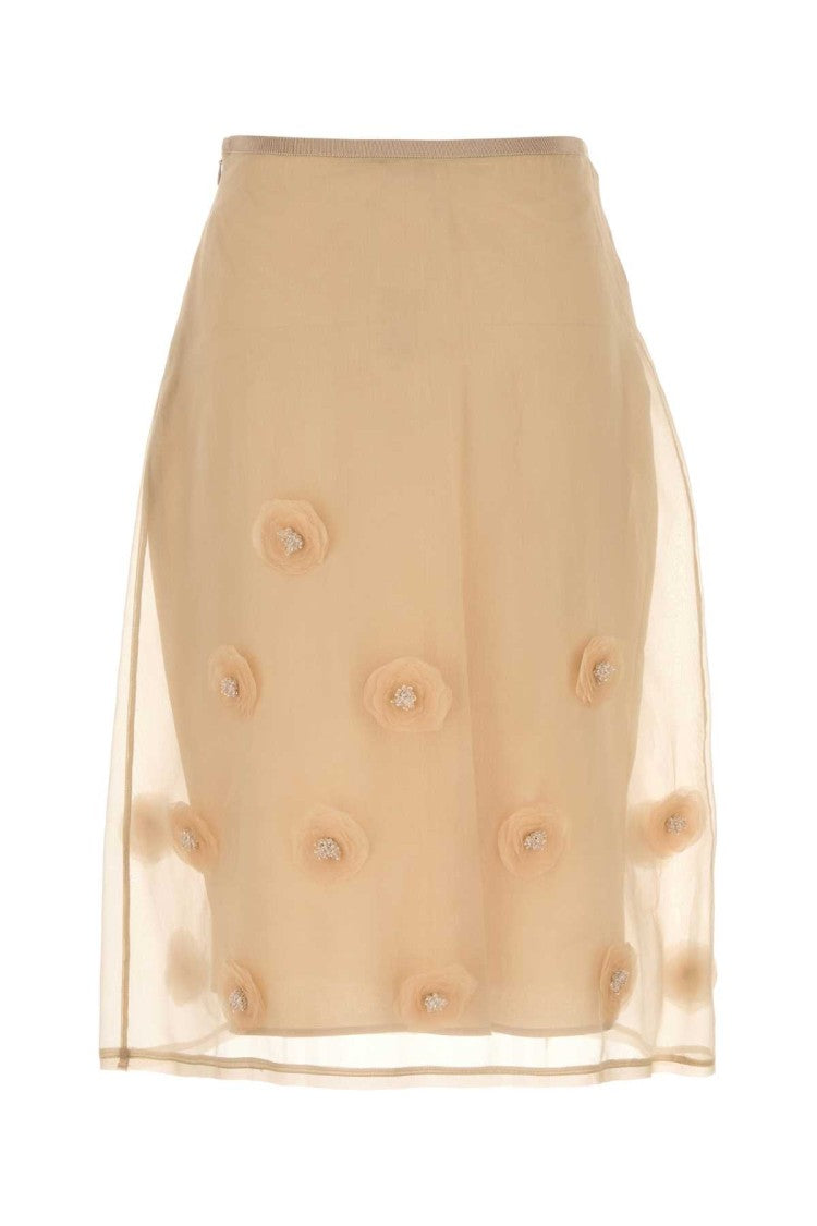 Mm Studio Beige Silk Ombrosa Skirt